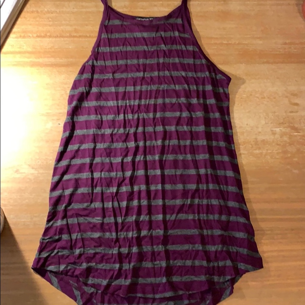 Purple and grey striped shirt